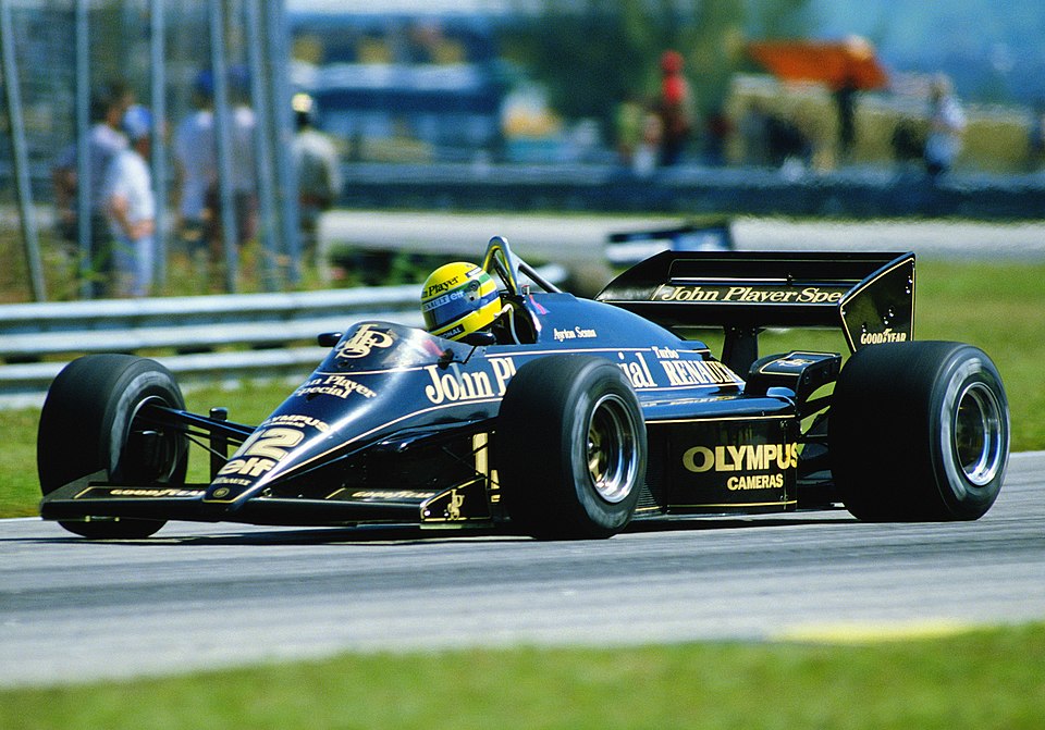 Ayrton Senna driving Lotus in 1985