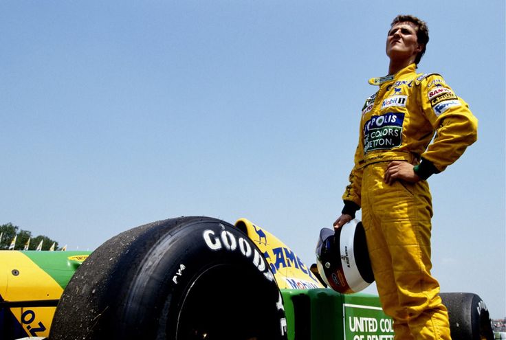 Schumacher driving the Benetton-Ford during his first Formula 1 victory in 1992.