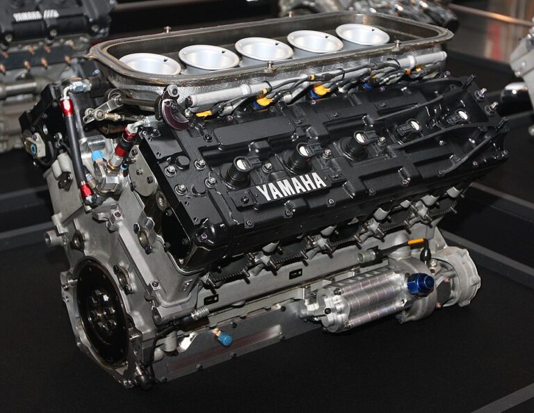 Yamaha Formula 1 V10 engine used in the 1990s, known for high RPM and unique design