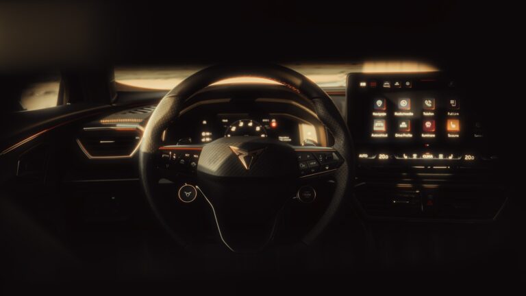 The dashboard of a car in the dark