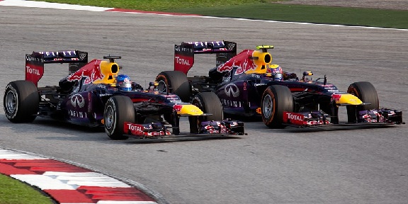 Vettel vs Webber battling at Sepang in 2013, the Multi-21 order